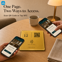 Panneau de table personnalisé en PVC avec code NFC et QR, 13,56 MHz, effet visuel or brossé, pour menu de restaurant et avis Google