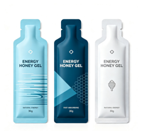 Sachets d'emballage recyclables et durables pour gel énergétique au miel, style bouteille, avec film mat et pochette spéciale