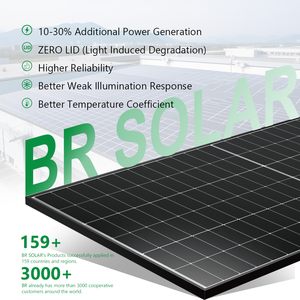 BR <span class=keywords><strong>SOLAR</strong></span> Haute efficacité 410W-430W Modules de panneaux solaires bifaciaux tout noir PERC demi-cellule double verre pour l'énergie solaire commerciale - Product Image 2