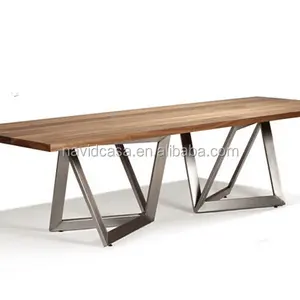 Mesa de comedor de madera silla con base de acero inoxidable muebles
