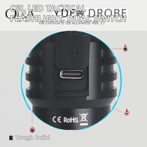 <span class=keywords><strong>Linterna</strong></span> LED C8L para Exteriores de Largo Alcance, Interruptor Doble, Resistente al Agua, Luz Táctica con Indicador de Energía para Camping, Clasificación IP68 - Product Image 2