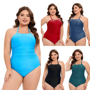 Traje de baño deportivo elegante para mujer europea americana Sexy sólido de talla grande ropa de playa de una pieza recortada en la espalda respetuoso con el medio ambiente impermeable - Product Image 1