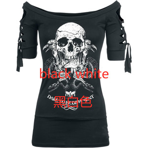 T-shirt da donna Halloween con stampa teschio a maniche corte - Product Image 3