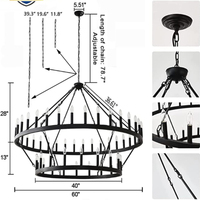 Bougie Pendentif Lumières Décoration Bar Rond Suspension Lampe Style Américain Cash Shop Vintage Art Fer Lustre Lumière