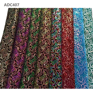 CHOCOO tela de encaje africano personalizado Color negro tela de encaje de terciopelo bordado con lentejuelas para vestido - Product Image 6