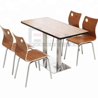 Mobilier de cantine moderne ergonomique Mobilier de campus scolaire Cadre en bois inoxydable en verre Déjeuner Table à manger et chaises
