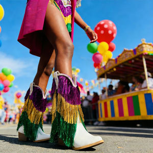 <span class=keywords><strong>Stivali</strong></span> da <span class=keywords><strong>Cowboy</strong></span> SHIKOL per Mardi Gras, <span class=keywords><strong>Stivali</strong></span> Alti al Ginocchio con Frange Scintillanti Viola, Oro, Verde, Punta a Spillo, <span class=keywords><strong>Stivali</strong></span> Western Personalizzati - Product Image 1