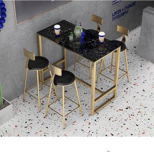 <span class=keywords><strong>Table</strong></span> nordique moderne de luxe carrée en marbre pied haut barre en fer doré pour petits espaces-entrée salon cave à vin maison événement - Product Image 6