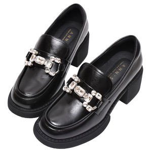 Round-Toe Platform <b>Slip</b>-On Loafers with Decorative Buckle Padded Heel Lining and Anti-Friction Insole - Product Image 3