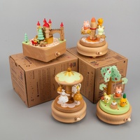 Boîte à musique en bois en forme de carrousel d'animaux, jouet, boîte cadeau avec musique, design adorable pour enfants, décoration de la maison