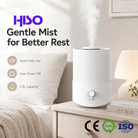 Humidificateur ultrasonique cylindrique 2,5 L avec contrôle mécanique, arrêt automatique, 100-240 V CA, prise US/EU/UK pour chambre à coucher domestique