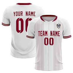 Maillots/ensembles de football personnalisés à rayures classiques blanches sur mesure - Product Image 1