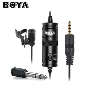 Boya BY-M1 pro microfone com fio 3.5mm, com clipe condensador lavalier, para smartphone vlogs dslr camcorder, gravação de áudio