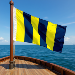 Bandera de Señalización Náutica G 150x180cm Rayas Amarillas y Azul Marino - Product Image 3
