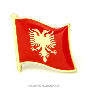 Bandera albanesa de estilo vintage, insignia de metal, aleación de zinc, insignia de bandera europea, salida de fábrica - Product Image 3