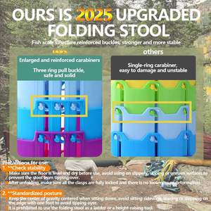 كرسي قابل للطي خفيف الوزن ومتين لعام 2025، يتحمل حتى 660 رطل، مقعد محمول قابل للتعديل للتخييم والرحلات الخارجية - Product Image 3