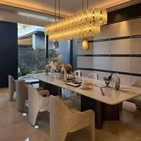 Lustre en albâtre espagnol sur mesure pour restaurant, villa, duplex, salon, table à manger et îlot de cuisine - LED 120-150 cm