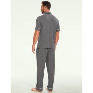Custom Bamboo <b>Men's</b> Pajama Set Short Sleeve Notch Collar <b>Mens</b> Lounge Wear with Pockets Modal <b>Pj</b> Sets Pyjamas <b>Men</b> - Product Image 4