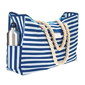 Travel Picnic Durable Canvas Fabric Summer Fancy Custom Beach Bag Canvas Tote Bag Beach Tote Bag