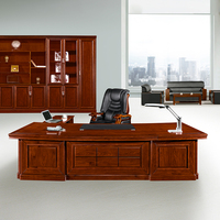 Bureau de direction classique en forme de L en placage MDF haut de gamme, mobilier de bureau en bois, table de bureau