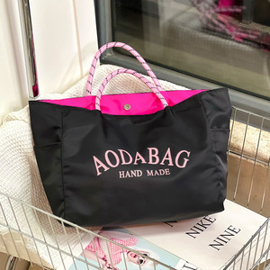 Lightweight Nylon Tote <b>Bag</b> with Custom Print Reusable Handbag with ODM Service - Product Image 1
