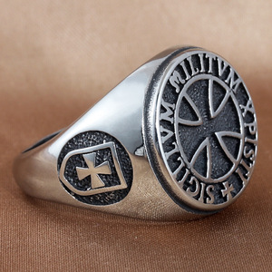 Men's Titanium Steel Cross <b>Ring</b> <b>Silver</b> Geometric Design Punk Style Gift Jewelry 213049 - Product Image 3