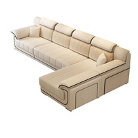 Conjunto de Sofá Moderno de Tela con Chaise Longue en Forma de L, Simple, Grande y Pequeño, Lavable, Relleno de Esponja, para Villa, Escuela, Taller