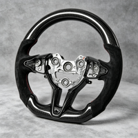 Volant de direction en fibre de carbone brillant personnalisé avec surpiqûres noires et rouges, volant de direction sport pour Mercedes Benz