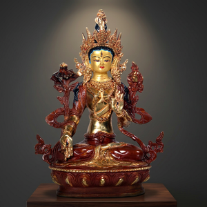 Statue de la déesse bouddhiste Tara, sculpture en métal de haute qualité, imitation laiton antique, origine Inde, objet de collection artistique Asterisk - Product Image 1