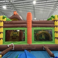 Château gonflable combiné Dino Park, décor 3D géant T-Rex, pour fête à thème dinosaure pour enfants