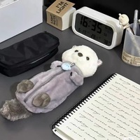 Sac à crayons en peluche créatif et mignon, dessin animé, poupée animale, rembourrage en coton PP doux, unisexe, pour les élèves du collège, sac de rangement pour fournitures scolaires