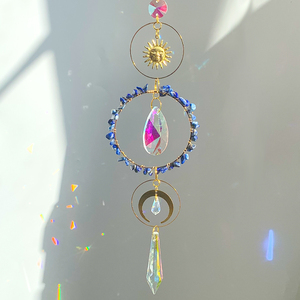 Wholesale Crystal Suncatcher Wind Chime | Sun Moon Hanging Prism <strong>Rainbow</strong> <strong>Maker</strong> | Home Window Decor Ornament with Love Theme - Product Image 5