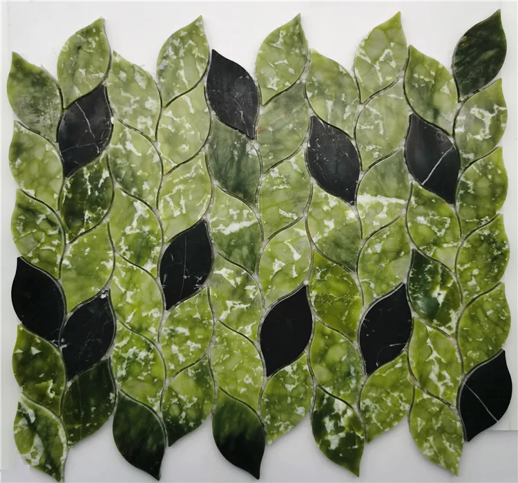 new design stone marble mosaic tiles inlay indian green marble watejet mosaic tiles from factory