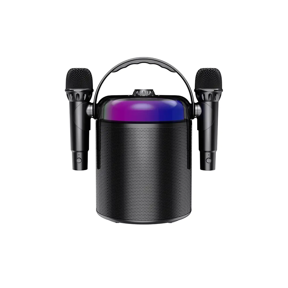 B12 Mini Draagbare Lichte Karaoke Speaker Draadloos Met Microfoons Rgb Kleur Licht Buiten Familie Feest Bt Als Cadeau Voor Kinderen