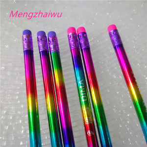 Inde meilleure vente papeterie en gros pour fille dans les fournitures scolaires arc-en-ciel <span class=keywords><strong>Laser</strong></span> conception mignon <span class=keywords><strong>crayon</strong></span> 2b 12 pièces/sac crayons en bois - Product Image 2