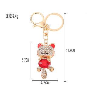 Personnalité prix usine Fortune dieu chat pierre précieuse cristaux <span class=keywords><strong>Swarovski</strong></span> métal abondance animal chat porte-clés positif porte-clés - Product Image 1