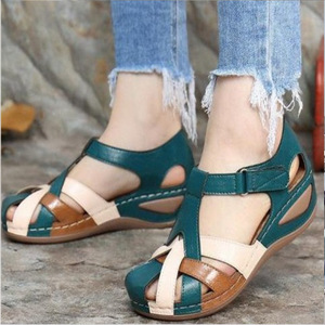 Factory Wholesale Women's Plus-size Platform Sandals Retro Toe Wedge Cross Slip-on Closure New Summer Collection Breathable - Product Image 2