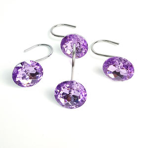 12 Pcs Acrilico Strass Decorativi di Rotolamento Tenda Della Doccia Gancio per Bagno Vasca Da Bagno Set - Product Image 3