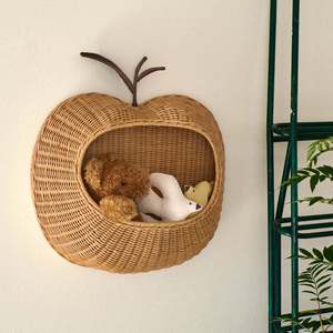 <b>Rattan</b> Wall Mounted <b>Basket</b> Apple Shape Handmade <b>Storage</b> For Toys And Sundries Home Decoration - Product Image 1