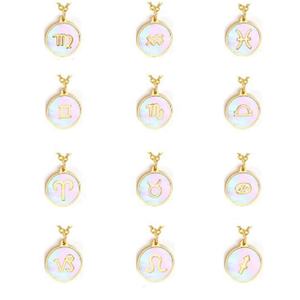 Collar de Cadena con Moneda del Zodíaco de Acero Inoxidable Impermeable y Antideslustre con Nombre Personalizado y Doce Constelaciones de 18K - Product Image 2