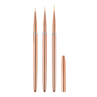 Pinceaux de précision professionnels TSZS 3 pièces en métal or rose avec capuchon pour nail art, stylo de dessin et peinture, outil de manucure DIY