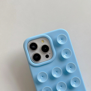 Coque de téléphone portable en silicone souple de couleur bonbon simple avec ventouse et sangle pour iPhone 16 Pro Max - Product Image 3