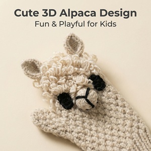 Mitaines tricotées avec un adorable motif 3D d'<span class=keywords><strong>alpaga</strong></span>, gants d'hiver chauds amusants et ludiques pour enfants et tout-petits - Product Image 4