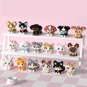 Ensemble de blocs de construction pour chat EPT Toys, animaux de dessin animé mignons, créativité, ville, briques amusantes, jouets pour animaux et animaux de compagnie - Product Image 1