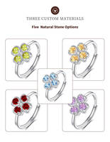 Fabricant de bijoux sur mesure, bague en argent sterling 925 plaqué rhodium, cristal rouge rose, améthyste, pierre naturelle, trèfle à quatre feuilles