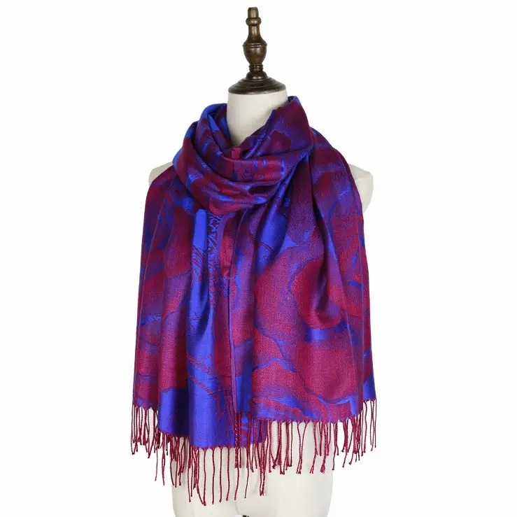 Paisley pfingstrose multi farbe jacquard frauen woven pashmina schal schal