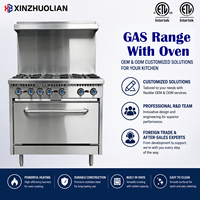 Cuisinière à gaz de luxe en acier inoxydable certifiée ETL, 6 brûleurs avec four, design nord-américain, haute puissance pour restaurants