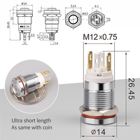 WINDOO 12E 12mm 10A Interrupteur à bouton-poussoir métallique étanche IP67