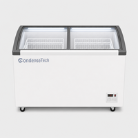 Congélateur commercial pour crème glacée 720L avec porte vitrée incurvée, refroidissement direct, serrure de porte, congélateur coffre profond pour restaurant