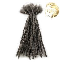 Extensions de dreadlocks faites à la main Boutique Salt Pepper 0,6 cm, 8-12 pouces, cheveux humains brésiliens Remy doux, bouclés crépus, pour tresses